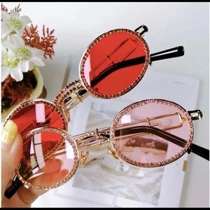 Gold metal frame oval retro glasses